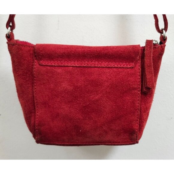 ASOS Red Suede Mini Crossbody Bag – Small Shoulder Purse - Picture 4 of 13